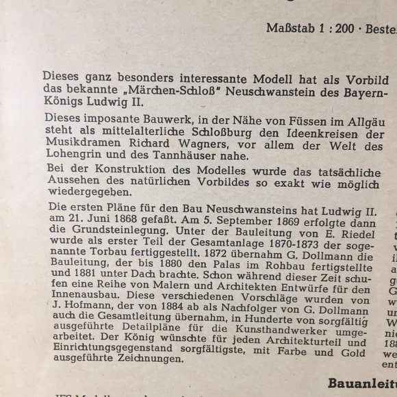 Vintage Castle Model Book Schloss Neuschwanstien German Edition JR Schreiber - Picture 8 of 10